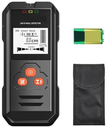 Scanner per pareti Stud Finder Metal Detector Retroilluminato Nero AC Wood Finder Cavo Fili profondità Scanner A Parete Display LCD HD Segnale Acustico (Color : with Battery)
