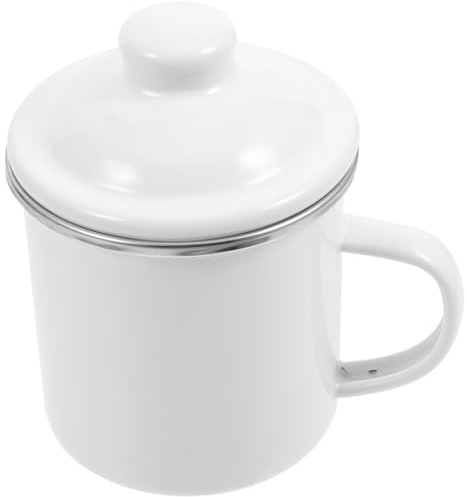 HOLIDYOYO Emaille-Tasse Mit Deckel Und Henkel 4.72 Zoll Rustikaler Emaillebecher Für Tee Und Wasser Leicht Zu Reinigen Für Zuhause Büro Und Camping