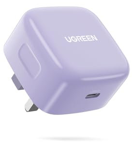 UGREEN 20W USB C Plug Supports Max 20W PD Fast Charger Type C Plug Power Adapter Compatible with iPhone 16/15/15 Pro/14/13/12, iPad Air 5, iPad Mini 6, Galaxy S24/S23, Pixel 9/8, iWatch 9, Purple