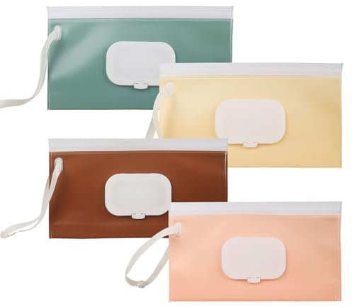 JZF Baby Wipes Dispenser, 4 Pack Portable Refillable Reusable Baby Wipes Container for Travel Outdoor