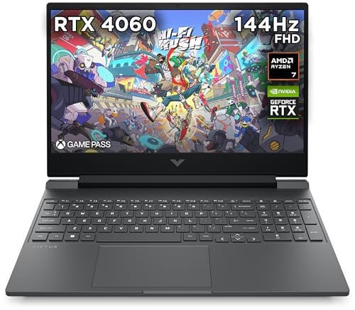 HP Victus 15.6 Gaming Laptop | AMD Ryzen 7-8845HS | 16 GB RAM | 512 GB SSD | NVIDIA GeForce RTX 4060 Graphics | FHD IPS Display | Up to 13 hrs battery | Win 11 | Mica Silver | 15-fb2006sa