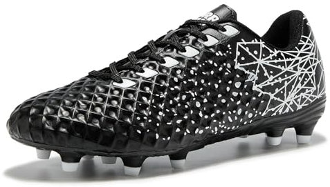 ORRZER Men's Football Shoes Women's Outdoor Astro Soccer Cleats Durable Firm Artificial Ground Adult Rugby Sneark Black