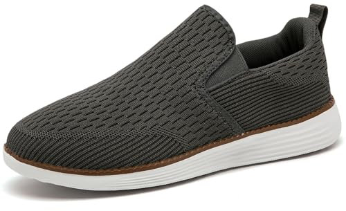 ZGPWZWL Herren Schuhe Slip in Sneaker Männer Mesh Ohne Schnuersenkel Stoffschuhe Mode Bootsschuhe Weich Walkingschuhe Klassische Driving Schlupfschuhe,Dunkelgrau,EU43