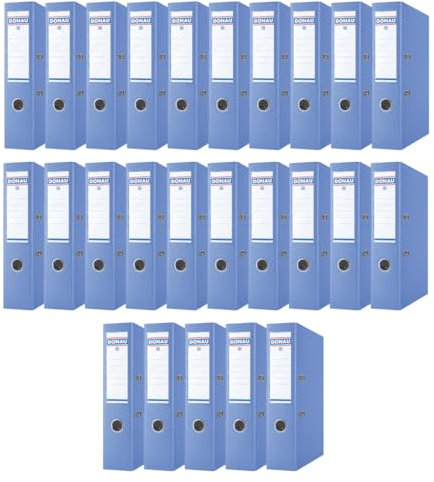 DONAU Master Ordner Breit 25er Pack/DIN A4 / 7,5 cm / 25 Stück/Blau/Kunststoffbezug PP/Carton Papier Schlitzordner Büroordner Aktenordner Ringordner/Grünen Punkt