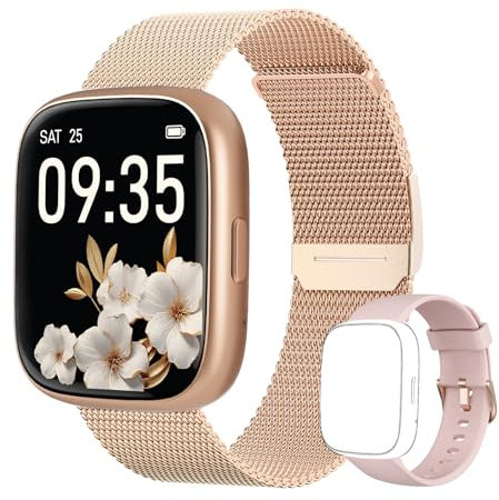 TOOBUR Smartwatch Donna, Senza Bluetooth Senza APP, 1.83 Orologio Smartwatch contapassi con Cardiofrequenzimetro Impermeabil IP68 Monitor del Sonno Cinghie di metallo, Compatibile iOS Android