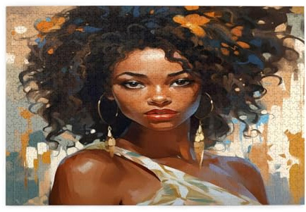 Mexpekil 1000 Teile Puzzles für Erwachsene Kunst Malerei Afrikanische Frauen Holzpuzzles Herausfordernde Puzzlespiele für Jugendliche Geschenke