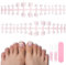 TOMICCA 150 Pièces Faux Ongles Pieds, 3 en 1 French Rose Clair Blanc Faux Orteil Ongles Pieds à Couverture Complète Capsules Ongles Pied pour Femmes Filles Salon de Manucure Nail Art,15 Tailles Courte