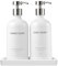 Janxin 500ml Distributeur de Savon en Verre, Flacon Pompe Vide, Distributeur Shampoing, Flacons Vides en Verre, Fournitures De Cuisine, Rechargeables, avec Plateau (Flacon Blanc + tête argentée)
