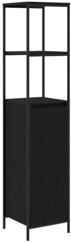 vidaXL Badschrank mit Regalen Schwarz Eichen-Optik 36x35x165 cm