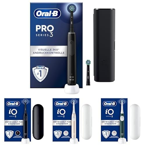 Bundle aus Oral-B PRO 3 3500 schwarz + 3 x Oral-B iO Series 2 mit Reiseetui