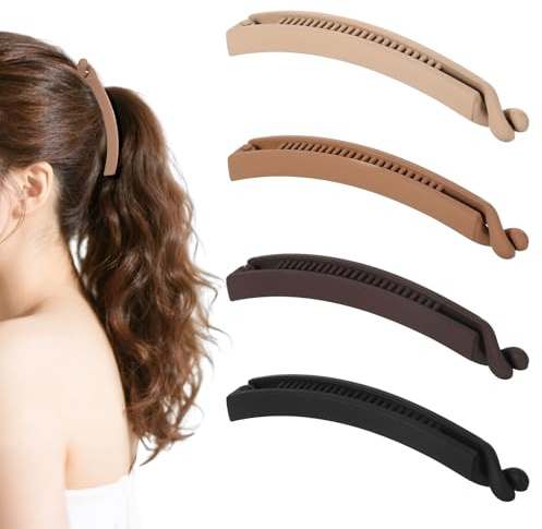 4 Stück Banana Clip​​ Mattfarben Set Bananenspange Haare mit Metallfeder