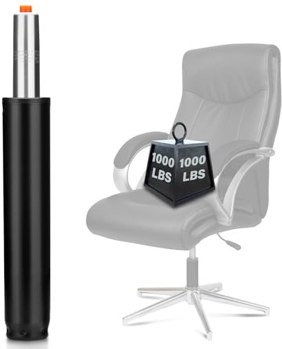 Zourglow Pistone Sedia Ufficio, Pistone a Gas di Ricambio Classe 4, Universal, 1000 LBS (450 kg), Molla a Gas Regolabile di Ricambio per Sedie Girevoli, Pistone Sedia Gaming Nera 300-450 mm
