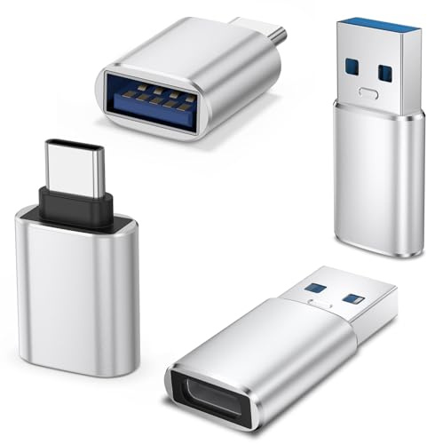 AK USB-C-auf-USB-Adapter (2er-Pack) und USB-auf-USB-C-Adapter (2er-Pack), SuperSpeed-Datenübertragung und Lade-USB-Konverter, kompatibel mit iPhone/iPad/Laptop/Sam-Sung/PC/MacBook/Ladegerät und