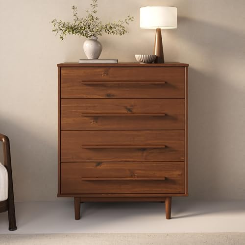 IDIMEX Kommode TECCA mit 4 Schubladen, Kastanie Farben – Schubladenschrank aus massivem Kiefernholz, skandinavisches Design mit Holzgriffen, Stauraummöbel für Schlafzimmer Wohnzimmer Flur Gästezimmer