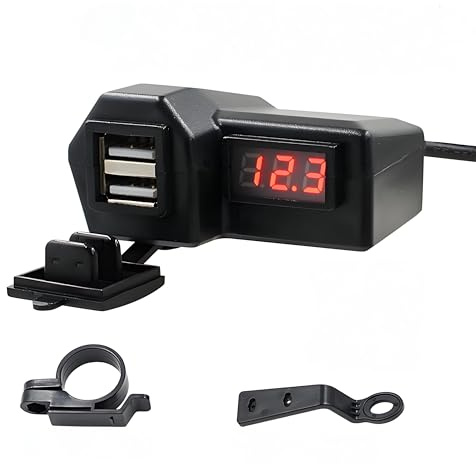 Lancoon Cargador USB Moto Dual 3.4A con Voltímetro Batería & Interruptor On/Off, Impermeable para Bote/Marine/SUV