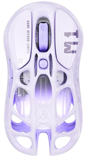 GravaStar Mercury M1 Pro Kabellose Gaming Maus- Lila | 26.000 DPI, PAW3395 Sensor, Magnesiumgehäuse, Tri-Mode (2,4GHz/Bluetooth/USB-C), RGB 4K Polling Rate und 5 Tasten.