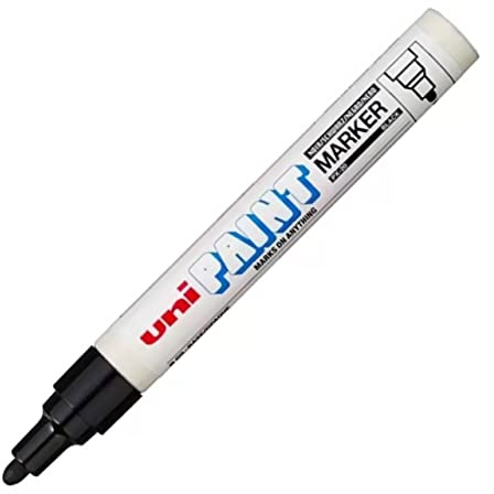 uni-ball 182099 Lackmalstift PX-20 schwarz | 2-3 mm Rundspitze, wasserfest und lichtbeständig für viele Oberflächen