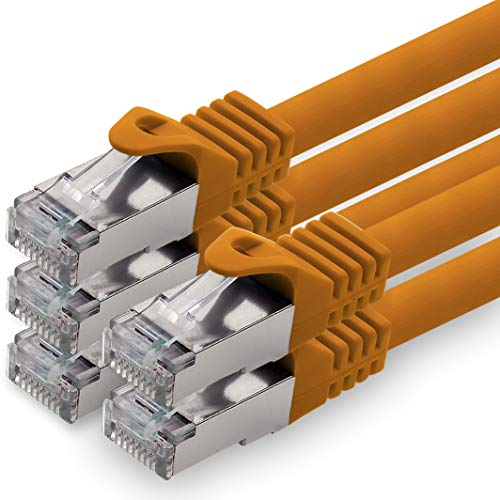 0,5 m - orange - lot de 5 câbles réseau CAT.7 câble patch SFTP PIMF LSZH câble Gigabit Lan 10Gb s câble brut cat7 avec connecteur RJ45 Cat6a compatible avec CAT5 CAT6 cat7 cat8