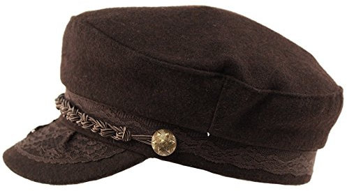Epoch hats Herren Griechischer Fischerhut, Seemann Fiddler Winter Wolle Driver Hat Flat Cap, braun, S/M