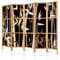 decomonkey Paravent Raumteiler Innen Blumen Bambus 225x171 cm 5 Teilig Room Divider Wall Raumteiler Stehend Trennwand Sichtschutz Spanische Wand Sichtschutzwand Wohnzimmer Holz Spa Zen Orient Japan