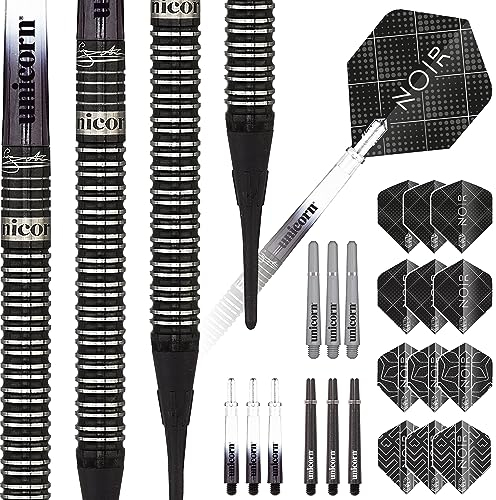Dartpfeile Noir von Unicorn - Gary Anderson 70 Prozent Dartpfeile mit Soft Tip, Schwarz, 18 g