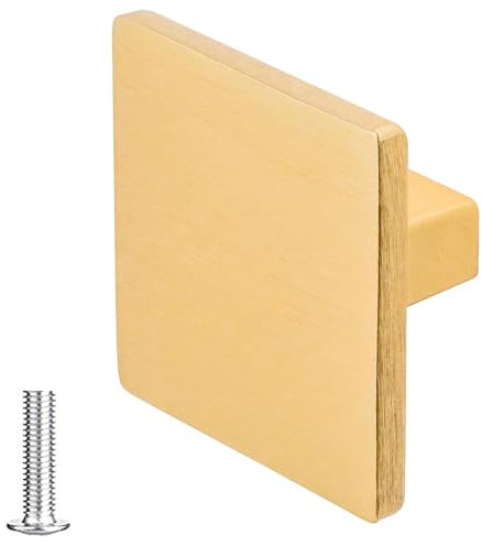 Decoranddecor Calla Square Cabinet Knob Door Pull Handle Kitchen Cupboard Furniture Drawer (1 Pack, Matt Gold)