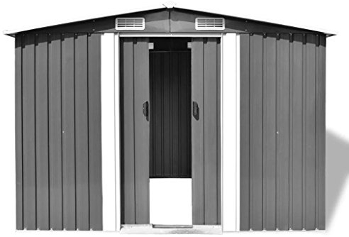 Tidyard Gartenschuppen Mit 4 Entlüftungsöffnungen,Mehrzweckschrank Gerätehäuser Geräteschrank Geräteschuppen Schrank Metall-Schuppen Garten-Schrank Verzinkter Stahl Grau