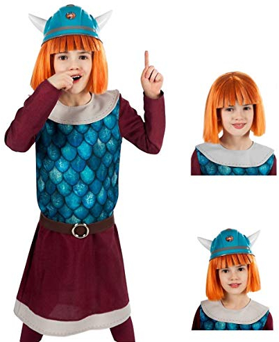 Maskworld Wickie der schlaue Wikinger-Junge - Komplett-Kinder-Kostüm mit Perücke und Helm - 6-teilig - Karneval-Verkleidung (110-116)