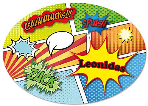 Türschild mit Namen Leonidas und Comic-Motiv | Kinderzimmer-Schild