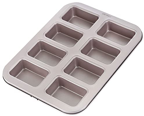 CHEFMADE Brownie Gâteau Casserole, Moule à muffins Rectangle antiadhésif à 8 cavités pour la cuisson au four (or Champagne)