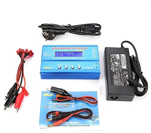 Fafeicy B6 80W Digital LCD Balance Ladegerät, für parallelen Laden von LiPo NiMH RC-Akku, mit Eingangsspannungsüberwachung, Unterstützung des Systems A 123 (Li-Fe) der nächsten Generation (EU Plug)