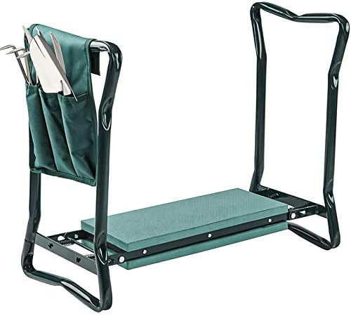 Crystals Garden Kneeler Seat - Portable Folding Garden Kneeler Stool with Handles, Foam Padded Seat, Heavy Duty Multi-Use 3-in-1 Garden Kneeler with Tool Bag for Gardening, Outdoor Use