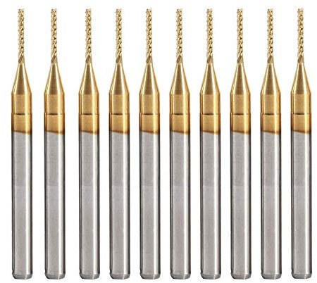 10 brocas CNC para molino de revestimiento de nano titanio, vástago de 1,0 mm, 1/8