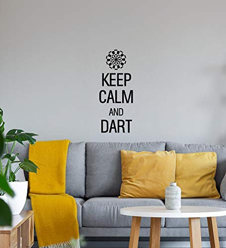 keep calm and darts Wandtattoo Schwarz Aufkleber 45 x 111 cm