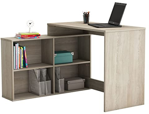habeig Eck-Schreibtisch Computertisch Eckschreibtisch PC-Tisch Bürotisch Kinderschreibtisch Regale (Eiche #462)