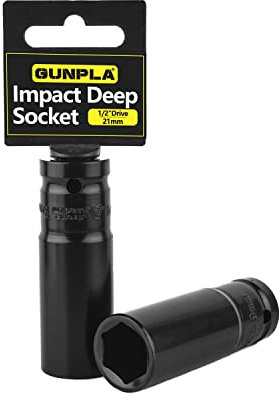 Gunpla 1/2 inch Deep Metric Impact Socket CR-V 21mm Heavy Duty High Torque Chrome Vanadium Steel Drive