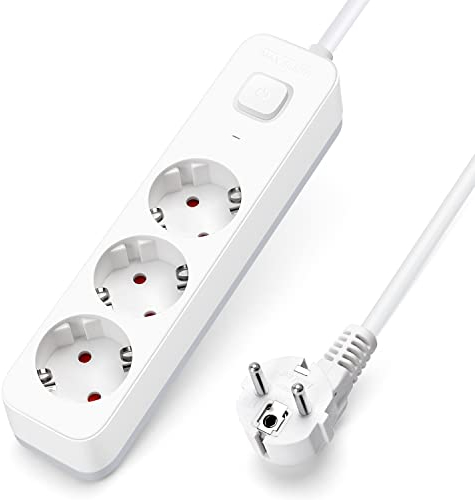 Aigostar Steckdosenleiste 3 Fach mit Schalter, Mehrfachsteckdose mit Kindersicherung, Verteilersteckdose mit 1.5 m Kabel