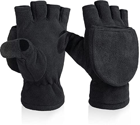 1 Paar Flip-Handschuhe für Herren und Damen, aus Fleece, dick, gestrickt, Halbfinger-Handschuhe mit Überzug, Halbfinger-Fäustlinge, für Kinder, Kleinkinder, Winter, Flip-Top, Halbfinger-Handschuhe