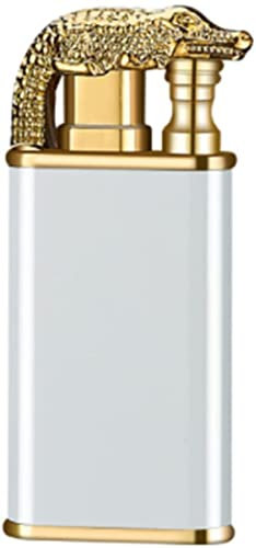 Luminous Crocodile/Dolphin Double fire Straight into Open Flame Conversion Lighter,Double Jet Flame Butane Lighters,for Camping,Adventure,Survival Tactical (White Crocodile)