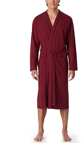 Schiesser Herren Bademantel Fine Interlock 120 cm Länge - Bio Baumwolle