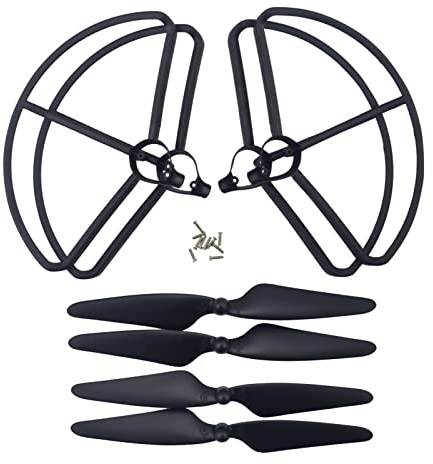 4PCS Propeller + 4PCS Schutzhülle für Hubsan H501S H501A H501C H501M H501S pro H501S W Luftaufnahmen Quadcopter RC Drohne Ersatzteile (Schwarz)