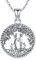 Collana Donna Albero della Vita Gioielli in Argento 925 Famiglia Madre e Figlio Figlia Collana con Ciondolo, Compleanno Festa della Mamma Gioielli Regali per Mamma Figlia Sorella (B-madre e due figli)