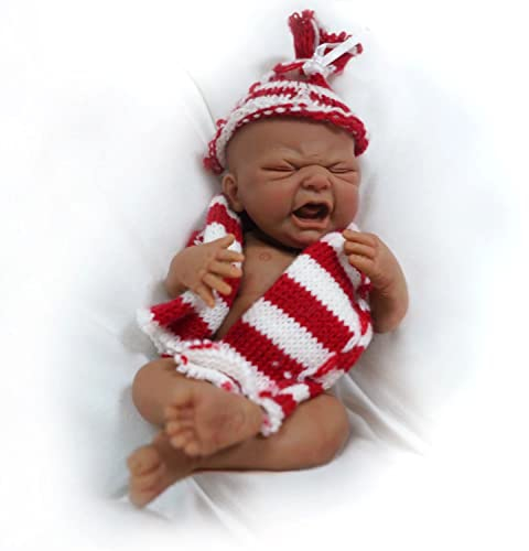 Miaio 17,8 cm Micro Frühchen Ganzkörper Silikon Schwarz Babypuppe Junge Lebensechte Mini Reborn Puppe Surprice Kinder Anti-Stress