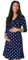 HAPPY MAMA Maternity Femmes Viscose Robe Genou Longueur 282p (Marine avec de Gros Points, 40, L)