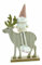 Deko-Figur Wichtel auf Elch, Holz-Figur 25x14x4,5cm, rosa weiß Gold Glitzer, Weihnachts-Deko Weihnachten