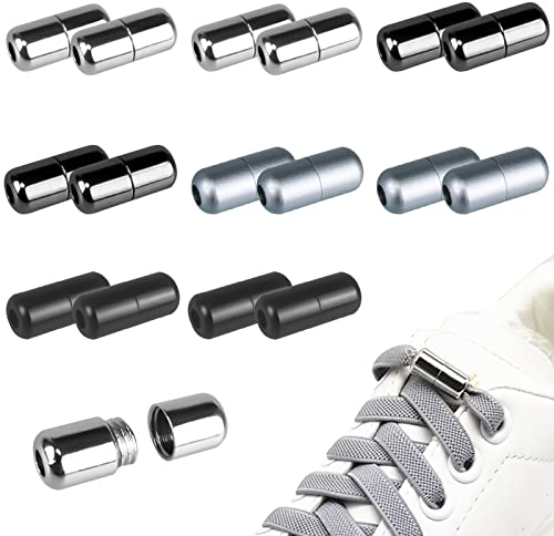 Hengxinc 16 Stück Metallkapseln Schnürsenkel-Verschluss 4 Farben, Schnellverschluss für Erwachsene Kinder, Schuhbänder Kappen für Sneaker Freizeitschuhe Sportschuhe