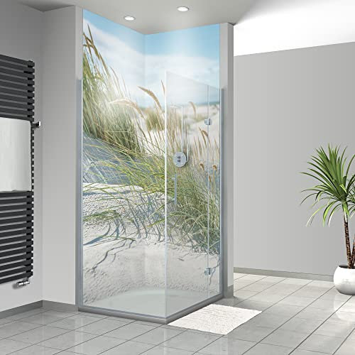 WANDFREUDE individuelle Duschrückwand Aluverbundplatte auf Maß (2 Stück - Strand an der Nordsee - Premium Brillant Lack) – Dusche Wandverkleidung Duschwandverkleidung Duschrückwände