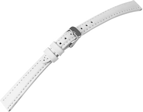 LEONARDO VERRELLI Unisex - Uhrenarmband Ersatz Echt Leder Stegbreite Weiß 10-24 mm Dornschließe 8000567 (Stegbreite: 18 mm)