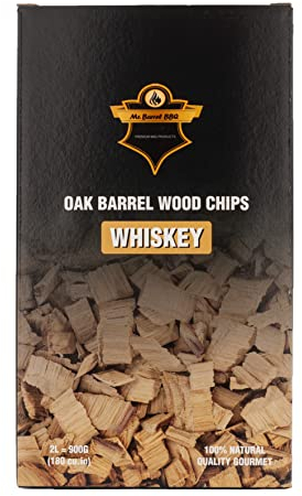 POWERHAUS24 Räucherchips Whiskey in Gourmet-Qualität 900g, 100% natürlich, aus Eichenfässern von Premium Spirituosen-Produzenten, exzellentes Aroma