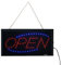 FITNATE Panneau LED Open - 48 x 25 cm - Publicité ouverte avec 2 modes d'éclairage - Prise européenne - Pour bar, magasin, mur de chambre, etc. - Rouge et bleu - Rectangulaire